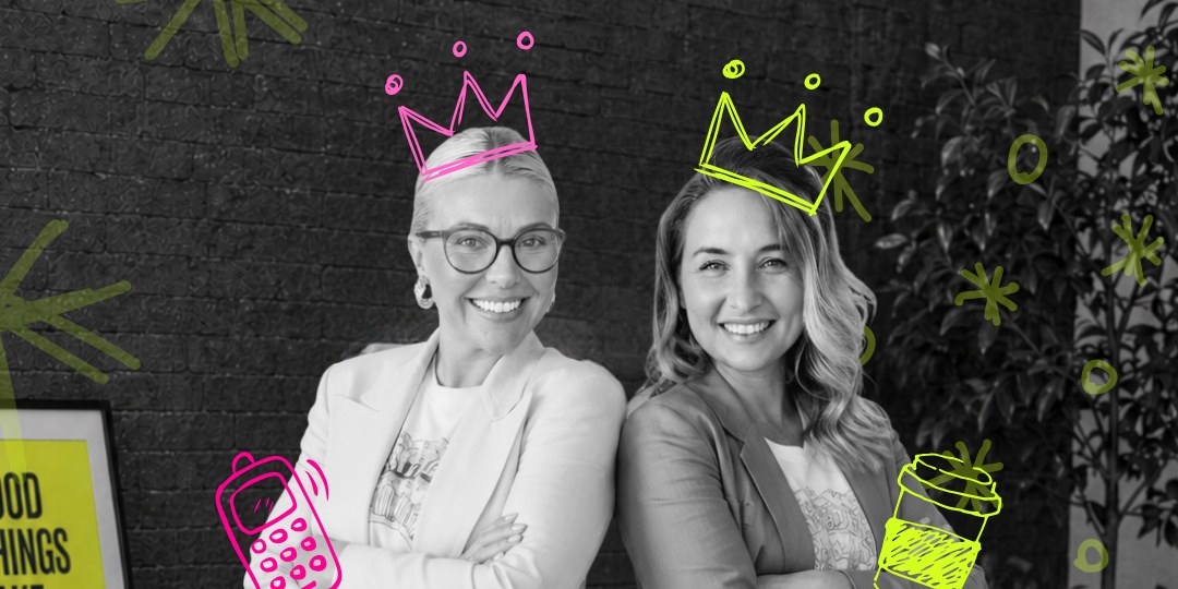 Mia and Kristen, the two ADHD founders of Hive Hub Collective, standing together behind the first three AI agents every business owner should build